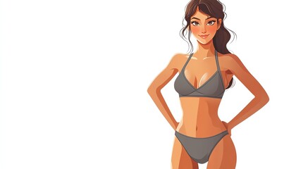 Stylish woman in a bikini, embodying confidence and summer vibes, perfect for beachwear and fashion themes.