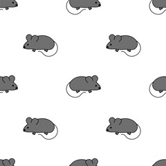 Seamless vector pattern with Cute mouse. Animal Background. Flat illustration.