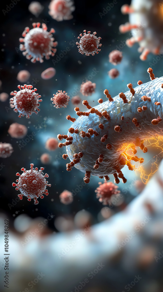Aufkleber exploring the intricate world of viruses a visual representation of microbial life and its impact on