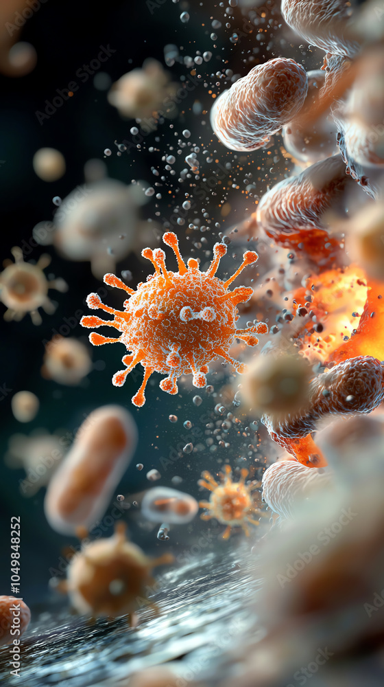 Poster microscopic world of viruses and bacteria exploring the intricacies of pathogens through stunning di
