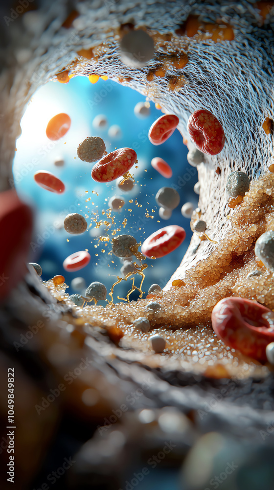 Poster exploring the microscopic world a visual journey through blood cells and biological structures