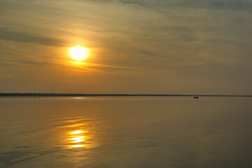 Summer sunset over Lake Pleshcheyevo.