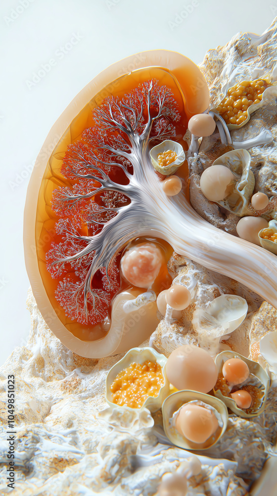 Poster intricate cell structure a stunning visualization of biological forms and textures in organic design