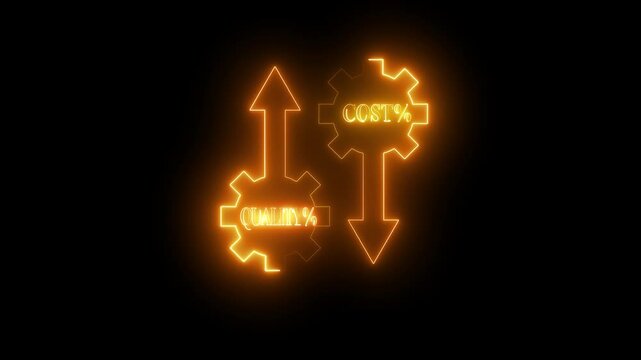 Cost and quality control concept animation. progressive organization strategy and management. Quality control and company cost reduction animated on black background.