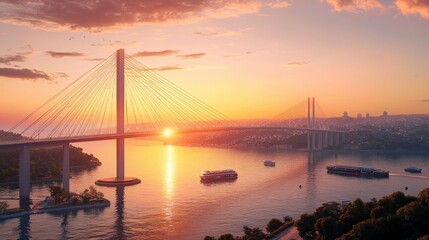 The Martyrs Bridge on July 15. August 5, 2021, Bosphorus in Istanbul, Turkey