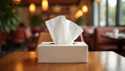  A box of tissues on a table ready for use