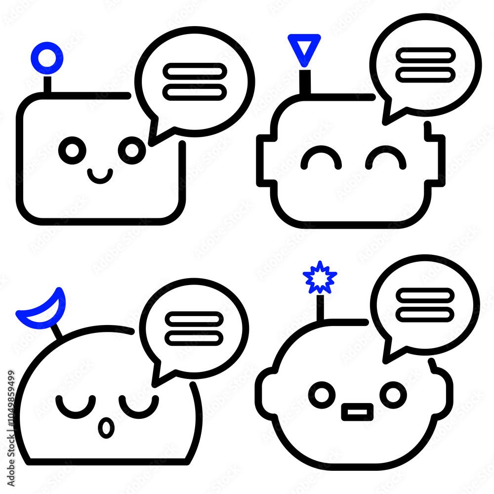 Aufkleber chatbot ai robot assistance, speech bubble message communication icon. chatting dialogue flat design