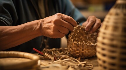 Craftsman Weaving a Basket