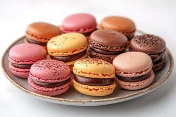 Obraz premium A plate of assorted pastries, including chocolate and strawberry