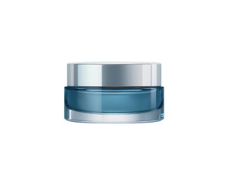 Cosmetic cream jar with a sleek design on a white isolated background.