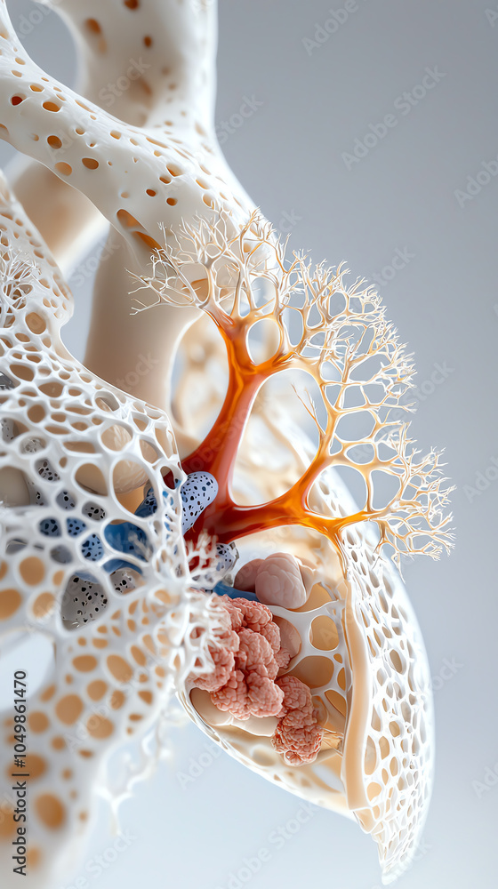 Poster intricate biological structures a detailed exploration of lung anatomy and functionality