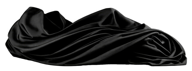 Naklejka premium Floating elegant white fabric, cut out, isolated on black background