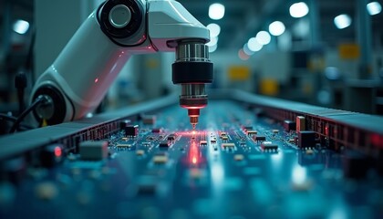  Precision in action  Robotic arm assembling electronic components