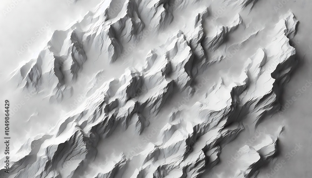 Poster an abstract image of a mountainous terrain with shadows and light creating a three-dimensional effec