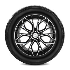 Car wheel and tire, Aluminum wheels, isolated on white background.