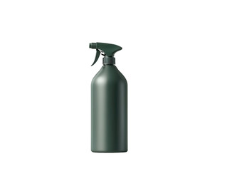 Green spray bottle on a white isolated background, perfect for cleaning or gardening tasks.