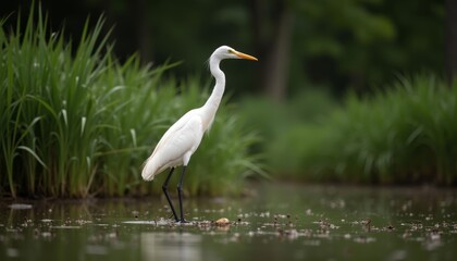  Peaceful moment in nature  Heron stands still in the water