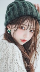 マフラーと日本女性、Japanese woman、muffler