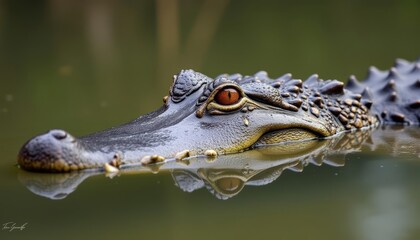 Fototapeta premium Crocodiles gaze a silent predators stare