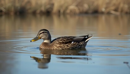  Peaceful moment in nature with a duck on the water