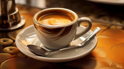 Fototapeta premium A Cup of Coffee with a Swirling Design