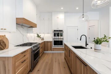 Stylish Oak Kitchen Cabinets with Built-In Oven