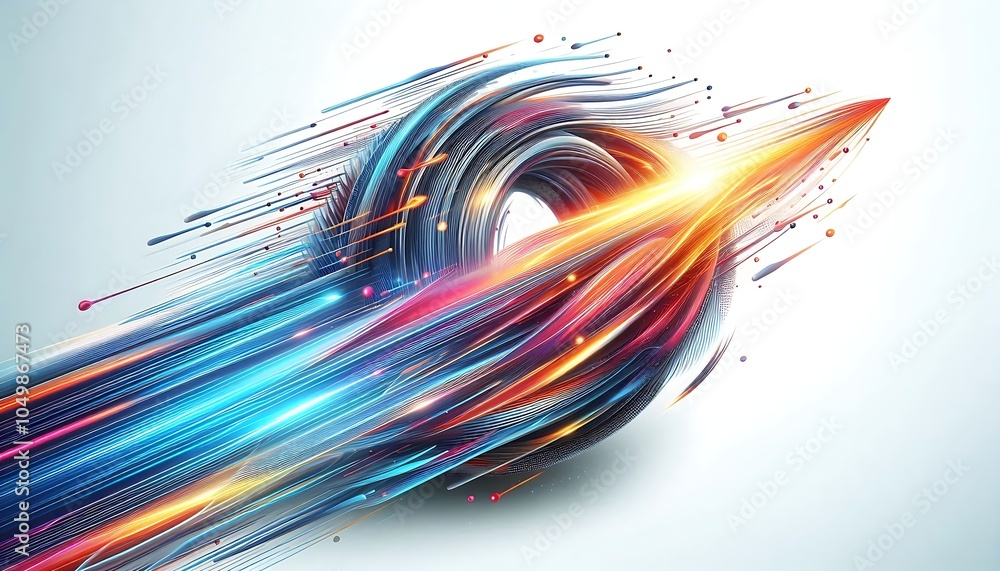 Poster vibrant abstract swirl of dynamic lines and colors, creating a sense of motion and energy against a 