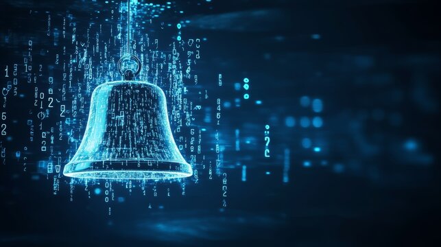 A digital notification bell with rapidly increasing numbers symbolizing fast spreading and quick online engagement