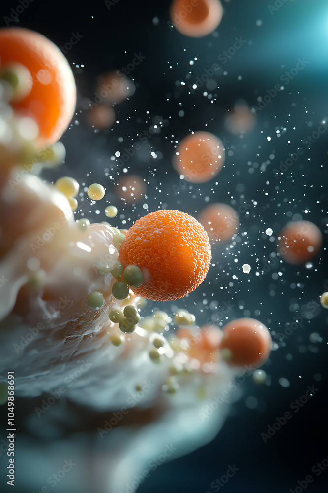 Poster exploring the microscopic world a close-up of vibrant particles in motion