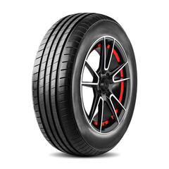 Obraz premium Car wheel and tire, Aluminum wheels, isolated on white background.