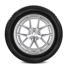 Obraz premium Car wheel and tire, Aluminum wheels, isolated on white background.