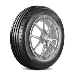 Obraz premium Car wheel and tire, Aluminum wheels, isolated on white background.