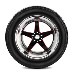 Car wheel and tire, Aluminum wheels, isolated on white background.