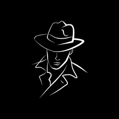 Man with hat design isolated on black background. Vector illustration. AI generated.