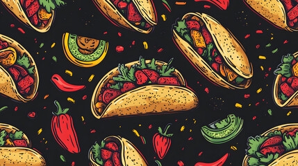 Naklejka premium Seamless pattern with apples and pears, a colorful and fruity design