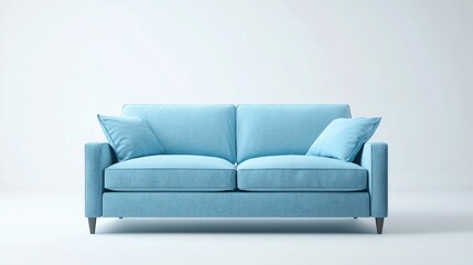 Fototapeta premium Contemporary Blue Sofa Facing Forward