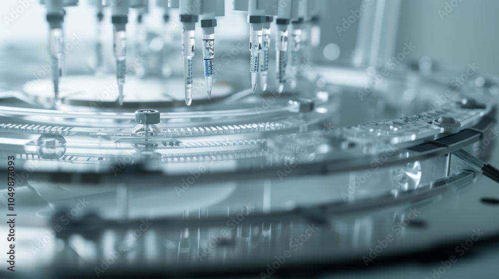 Aufkleber a close-up of a modern dna sequencing machine with intricate details visible, set against a clean, l