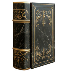 Fototapeta premium Elegant Black Marbled Book with Gold Detailing