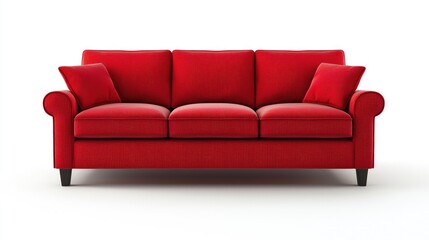 Fototapeta premium Bright Red Couch Adding Color to Minimalist Spaces