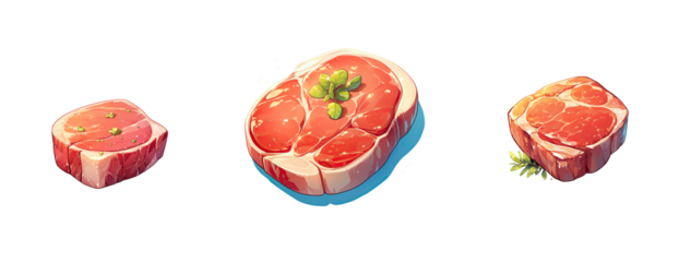 a meat icon for game, casual style, vector graphics, in the style of casual game art, cartoon style, low poly, 3d render