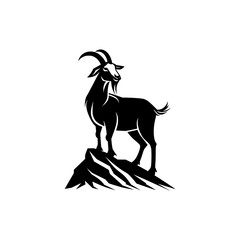 Mountain goat silhouette isolated on white background. Vector illustration. AI generated.