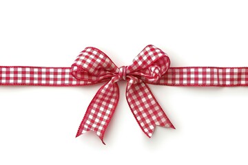 A red and white checkered ribbon with a bow