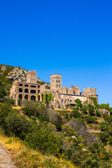 Monastery of Sant Pere de Rodes viewed from below on the Cam&iacute; del Monestir