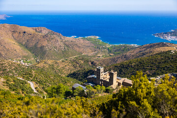 Panorama of the Monastery of Sant Pere de Rodes and the Mediterranean