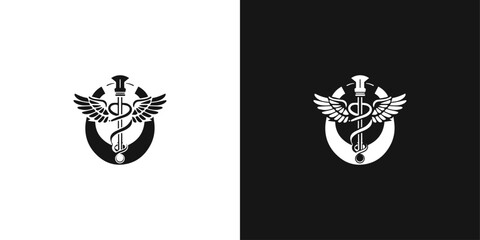 modern laboratory or medicine company logo design for business. made with phoenix wings. easy to use and editable, customizable icon. 