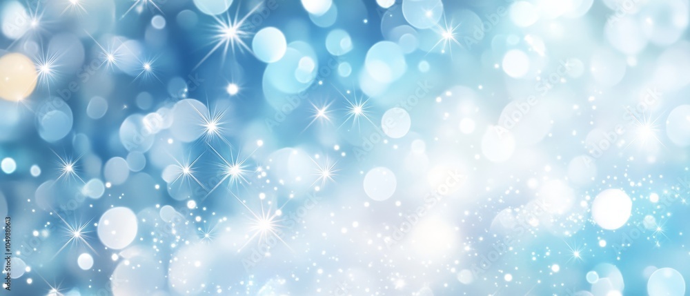 Poster this abstract background features enchanting light blue bokeh dots, creating a magical winter ambian