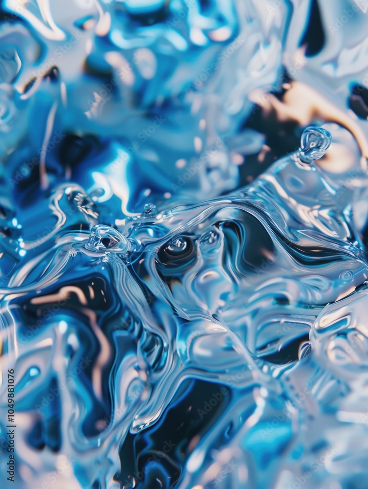Poster the image is a close up of a blue liquid with a lot of bubbles. the bubbles are scattered throughout