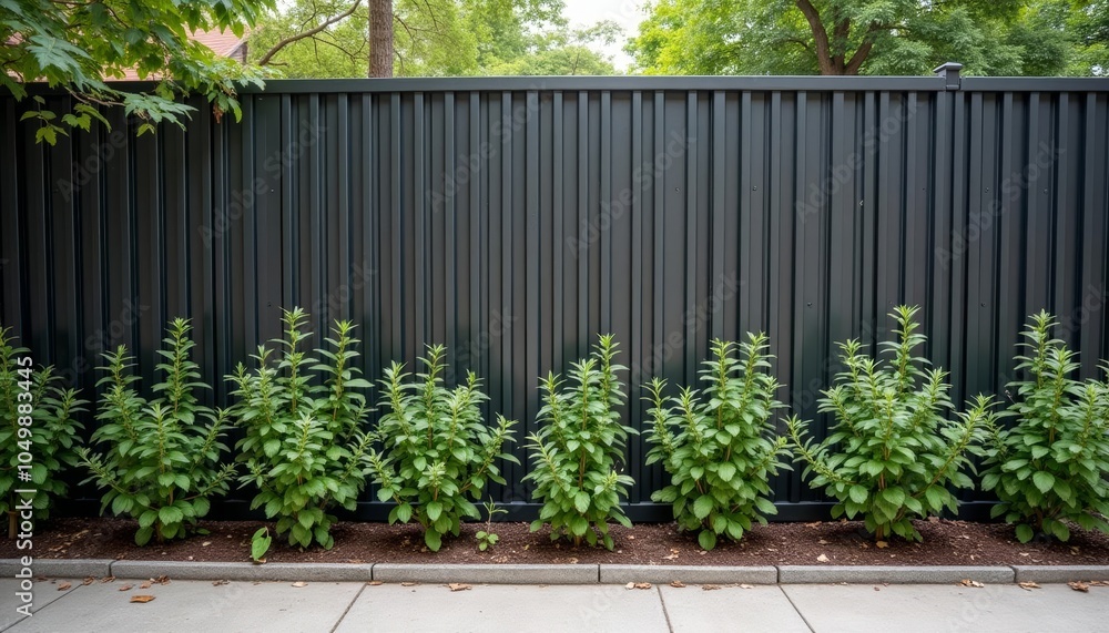 Sticker  Trimmed plants lining a fence perfect for landscaping