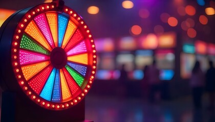 Colorful gameshow wheel with copy space