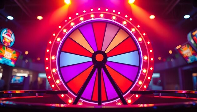 Colorful gameshow wheel with copy space